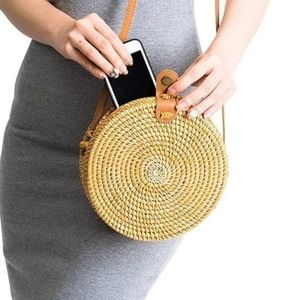 Round Handwoven Rattan Bag Shoulder satchel